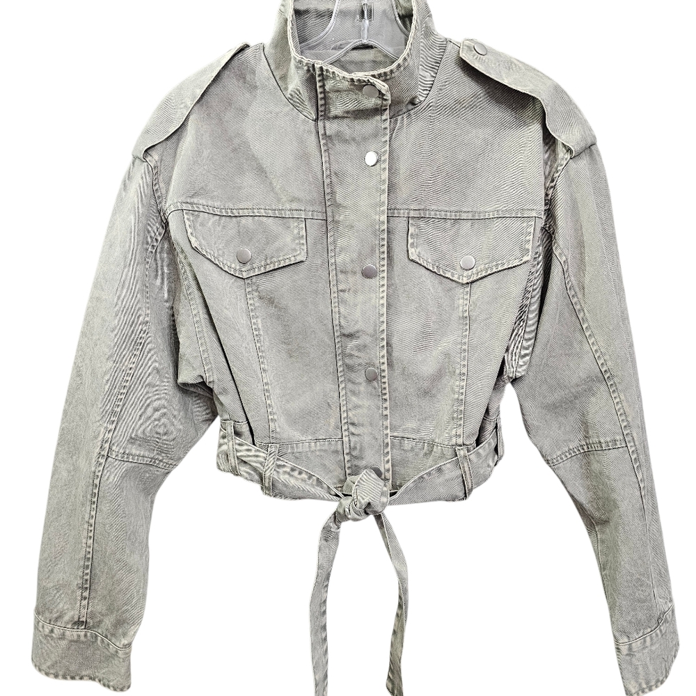 Nwot ASOS Military Crop Light Olive Green Collared Longsleeve Snap Front Jacket